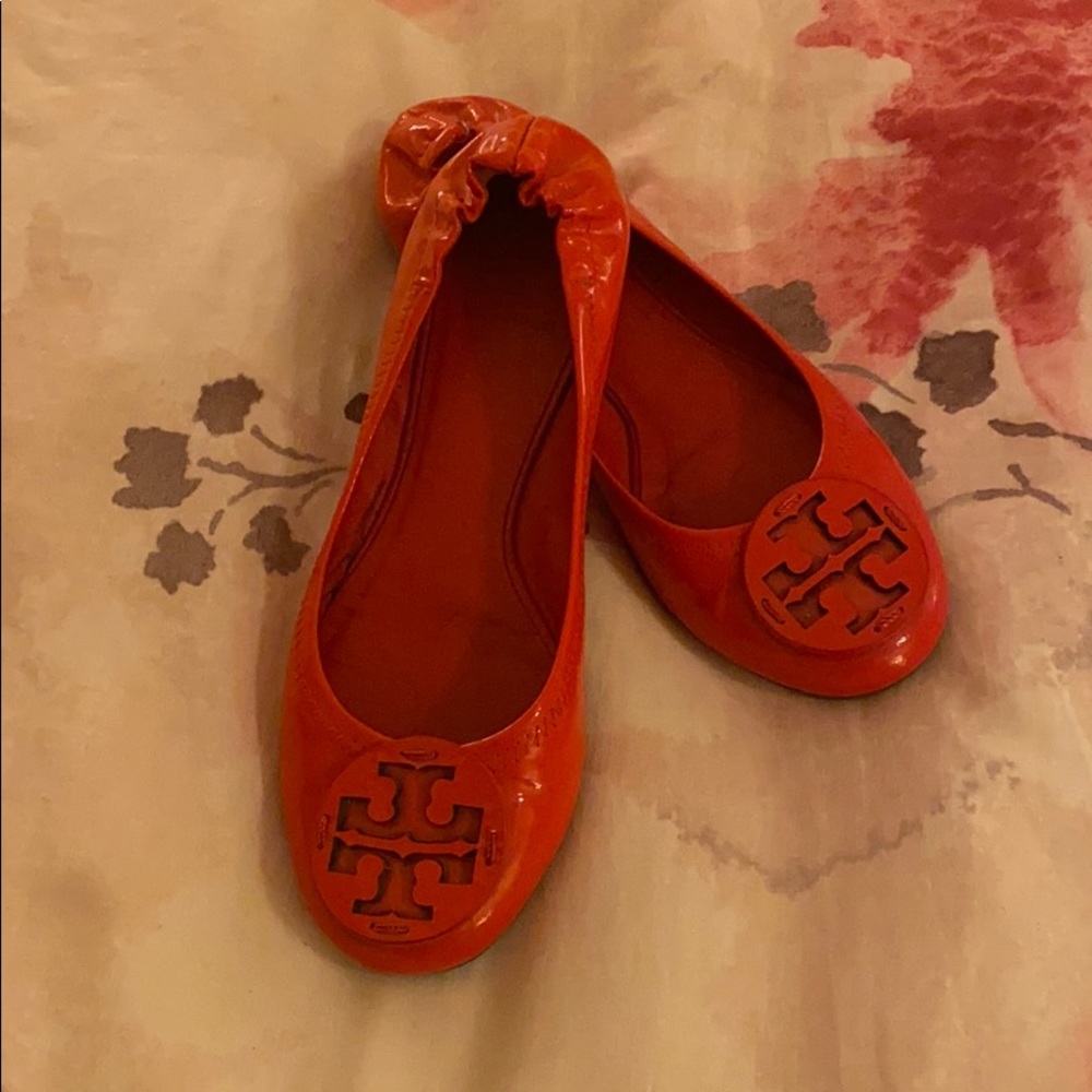 Red patten leather Tory Burch flats